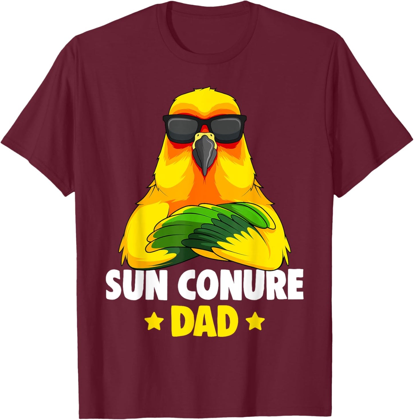 Sun Conure Dad Parrot Bird T-Shirt - T-Shirt | Maroon