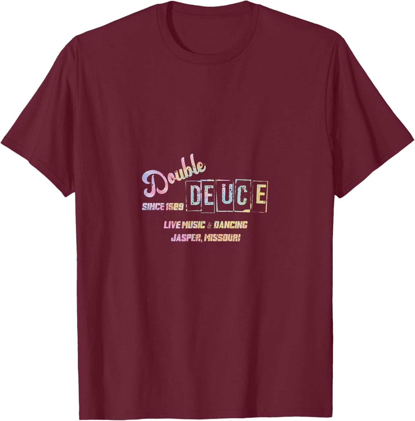 Retro 80s Double Deuce Roadhouse Tie Dye T-Shirt - T-Shirt | Maroon