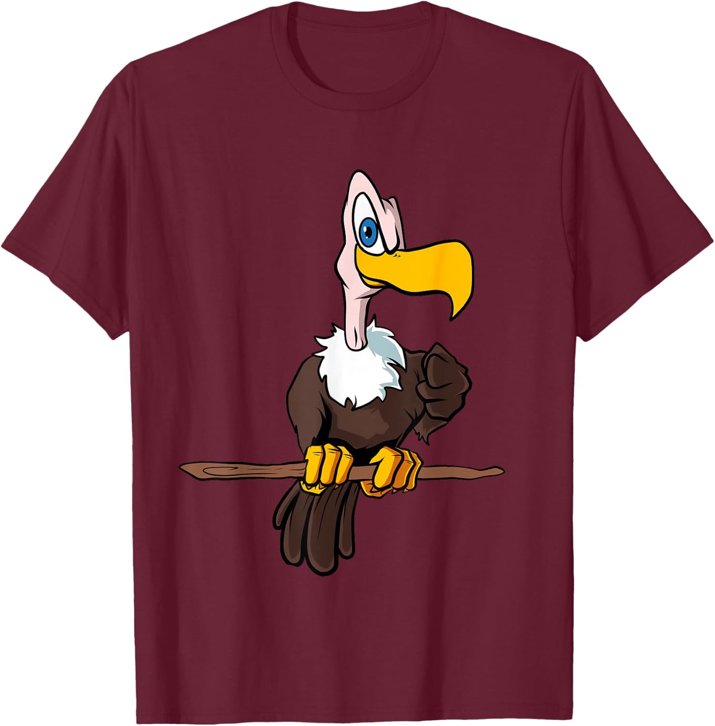 Ugly Cartoon Vulture T-Shirt - T-Shirt | Maroon