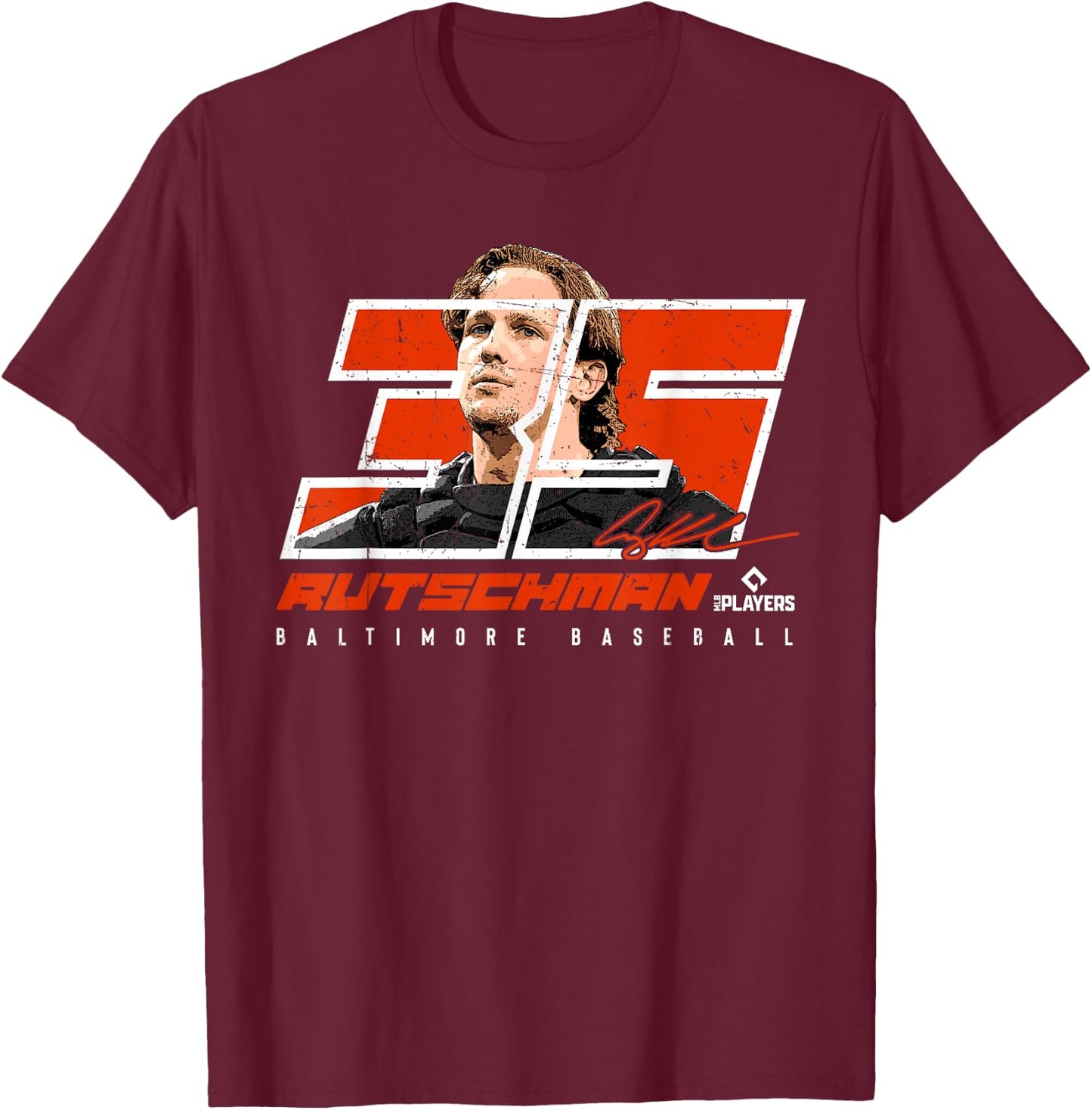 Silhouette Adley Rutschman Baltimore MLBPA T-Shirt - T-Shirt | Maroon