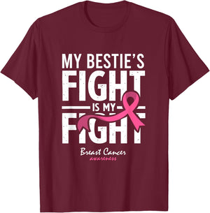 Pink Breast Cancer Bestie Survivor Support Friend T-Shirt - T-Shirt | Maroon
