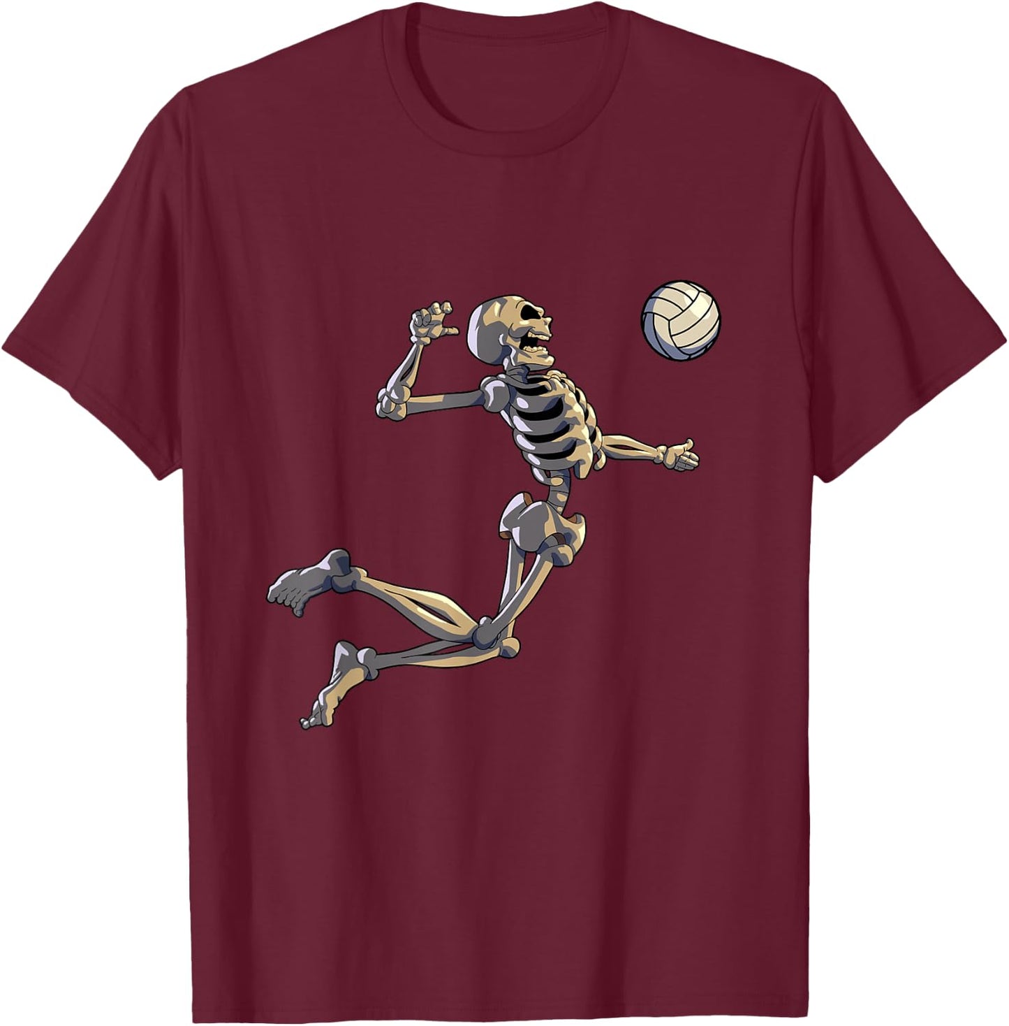 Volleyball Skeleton Women Men Volleyball Player Halloween T-Shirt - T-Shirt | Maroon