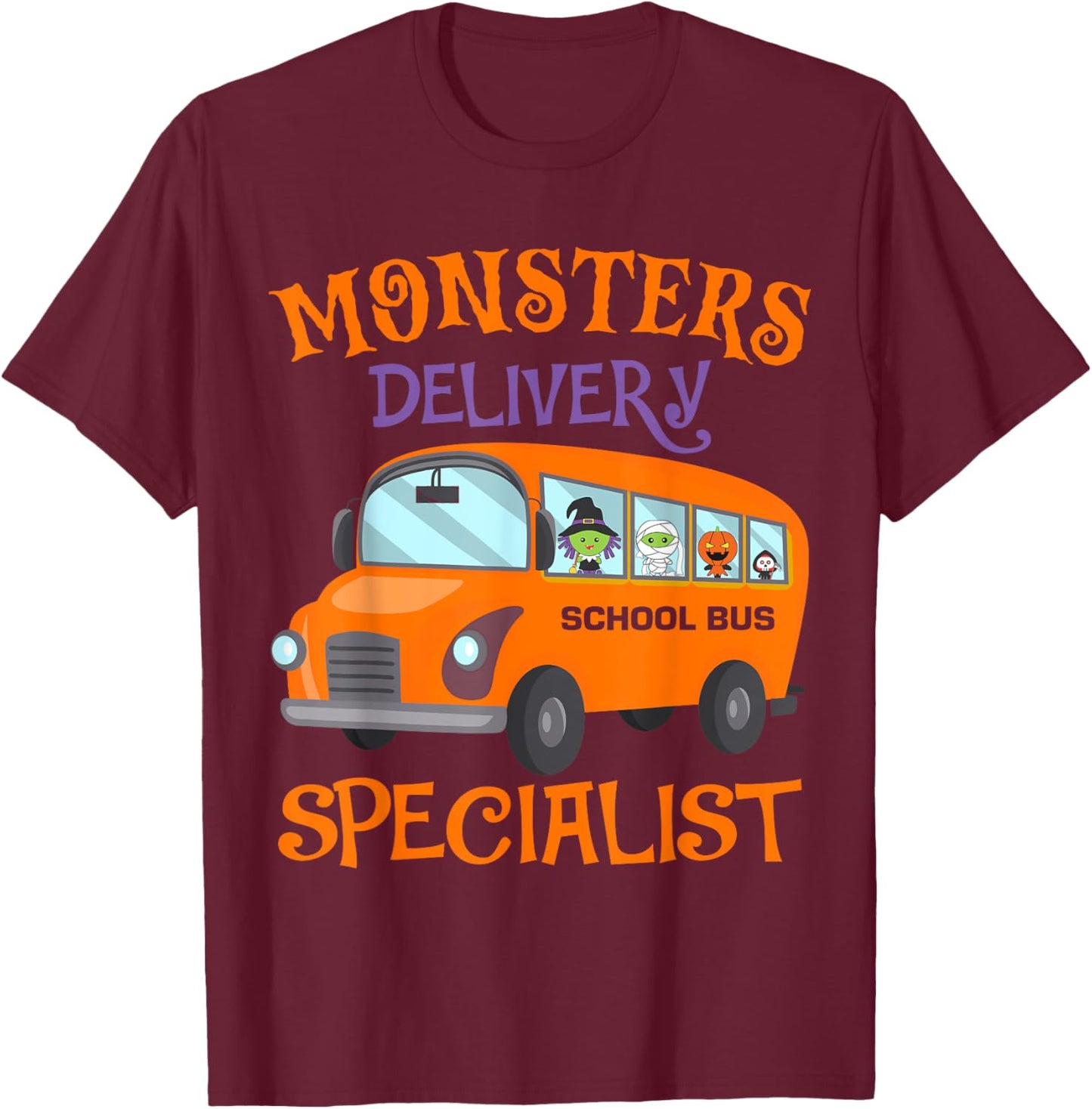 School Bus Driver Halloween T-Shirt - T-Shirt | Maroon