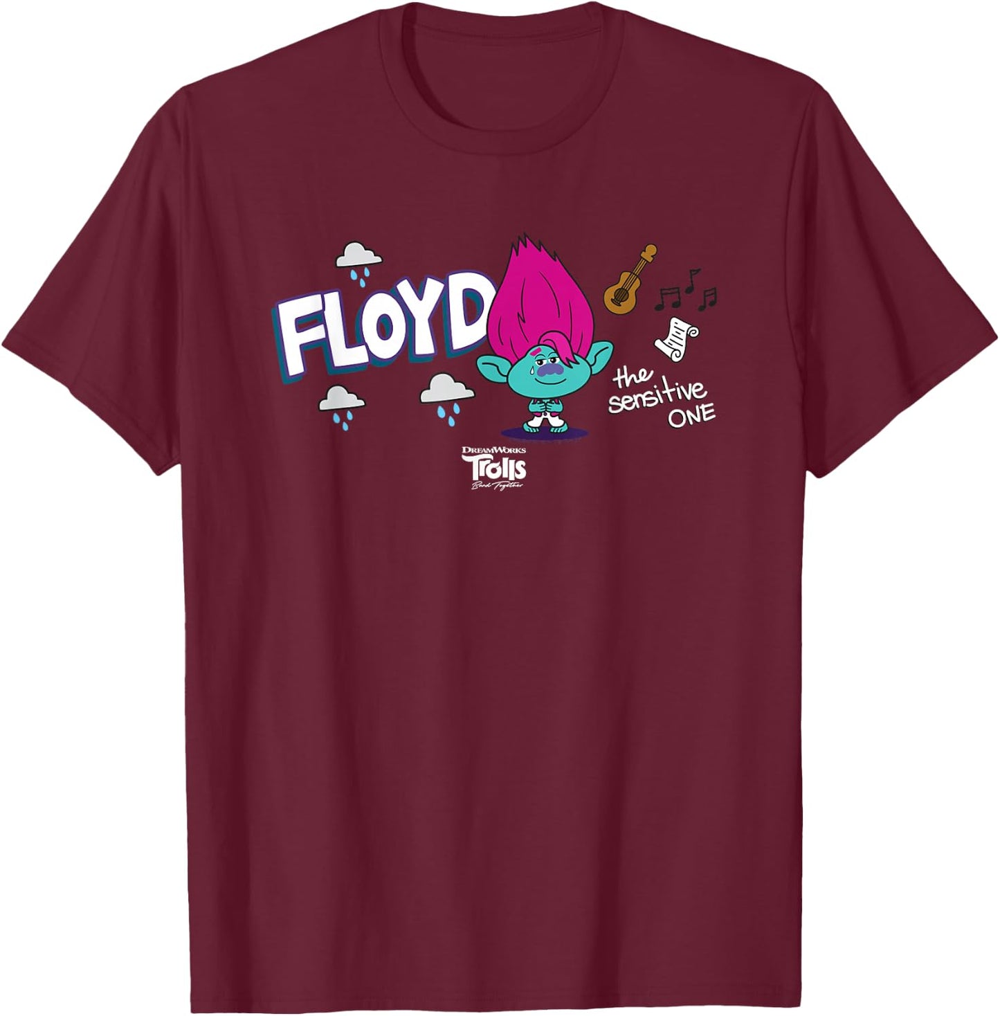 DreamWorks Trolls Band Together BroZone Floyd T-Shirt - T-Shirt | Maroon