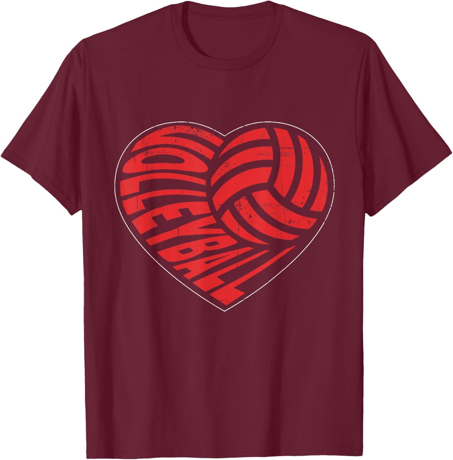 Love Volleyball Best Fun Birthday, Valentine Day T-Shirt - T-Shirt | Maroon