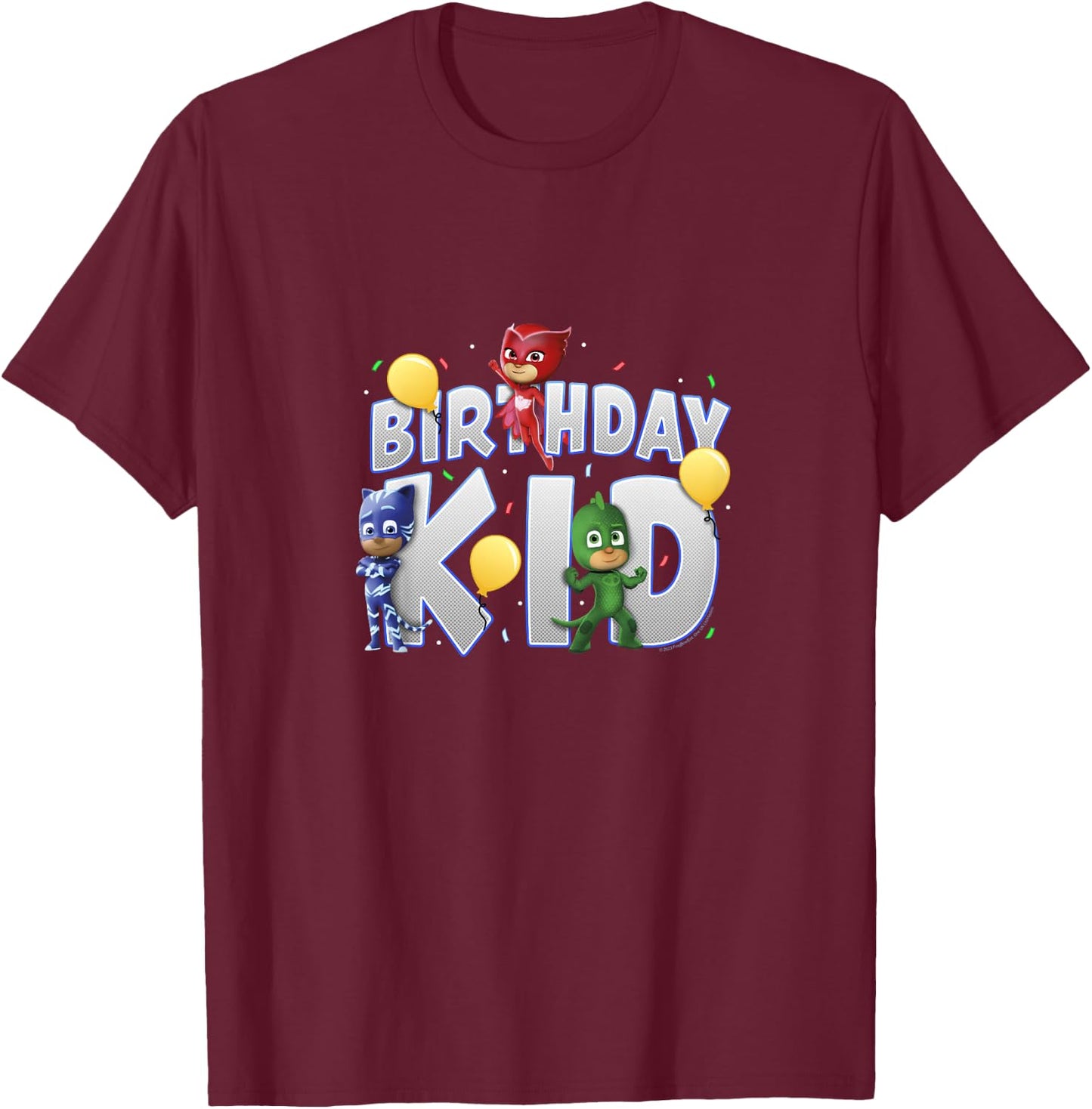 Kids PJ Masks Birthday Kid Catboy Owlette & Gekko Youth T-Shirt - T-Shirt | Maroon