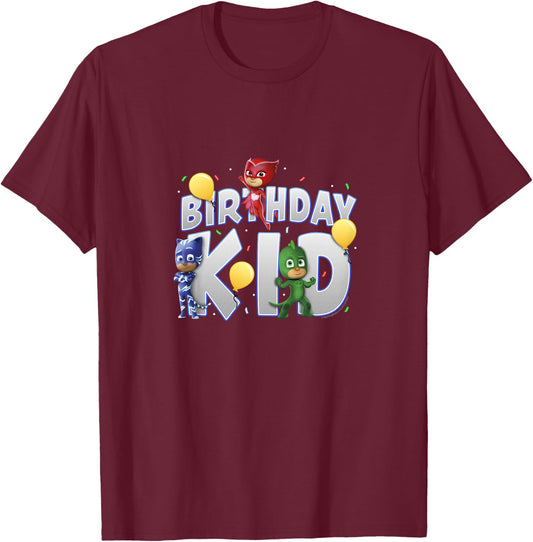 Kids PJ Masks Birthday Kid Catboy Owlette & Gekko Youth T-Shirt - T-Shirt | Maroon