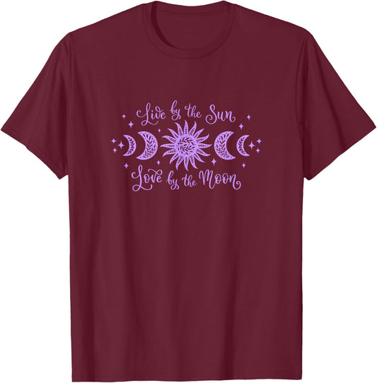 Live by The Sun Love by The Moon cool celestial design T-Shirt - T-Shirt | Maroon
