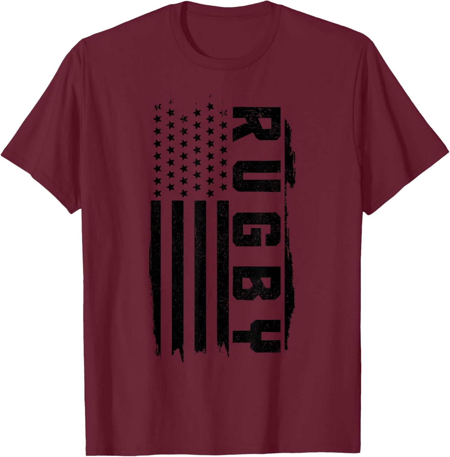 Rugby Player American Flag Patriotic Vintage Rugby T-Shirt - T-Shirt | Maroon