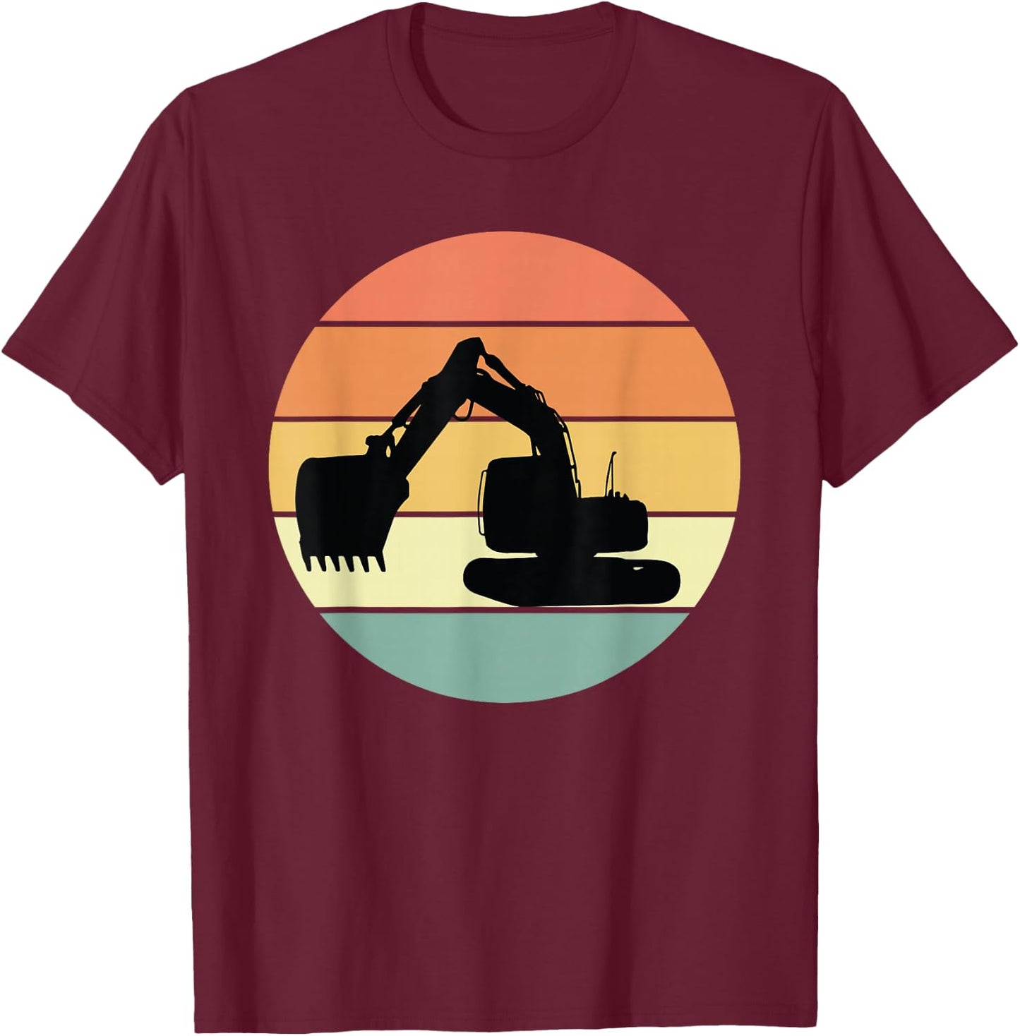 Retro Excavator Apparel Heavy Construction Equipment T-Shirt - T-Shirt | Maroon