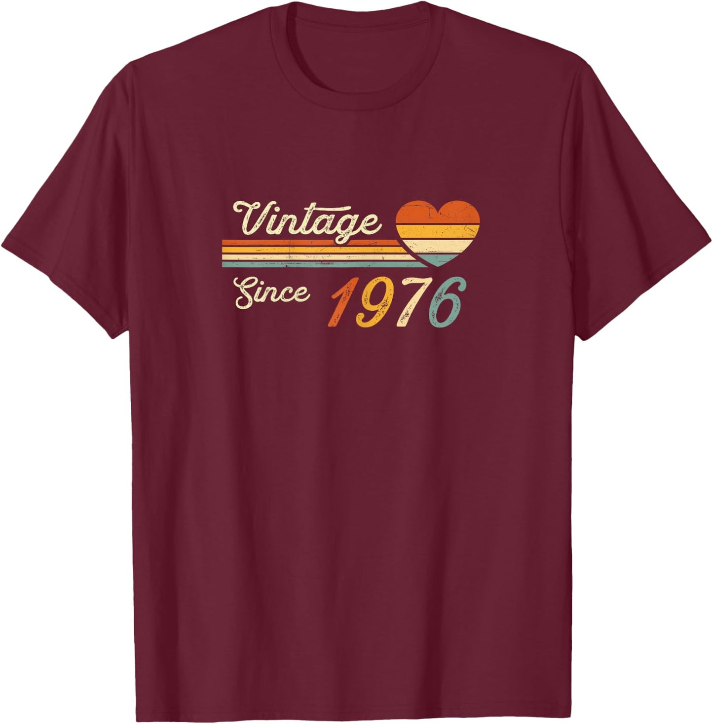 Vintage Born in 1976 Birthday Ladies T-Shirt - T-Shirt | Maroon