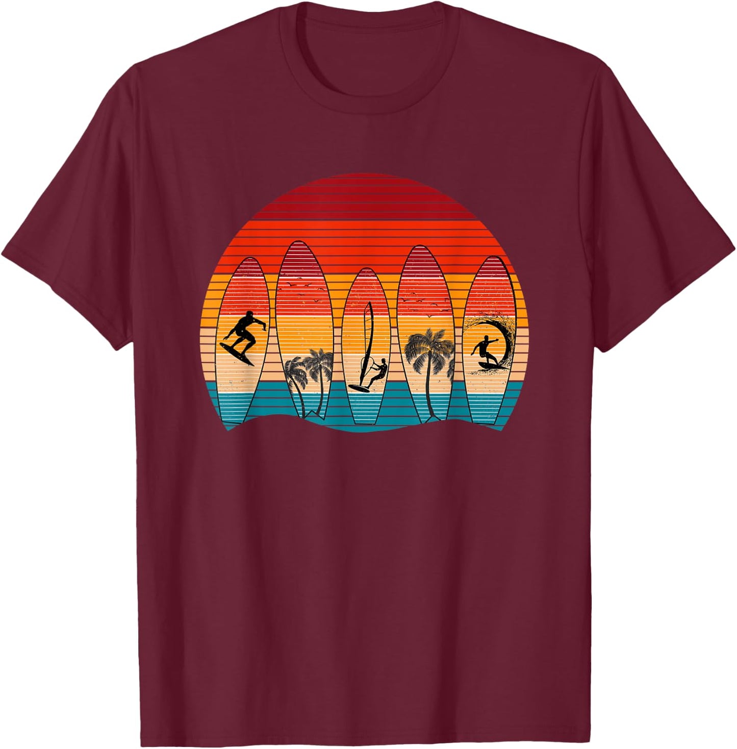 Surf Life Vintage Surfing Retro Beach Surf Board Surfer Women Kids T-Shirt - T-Shirt | Maroon