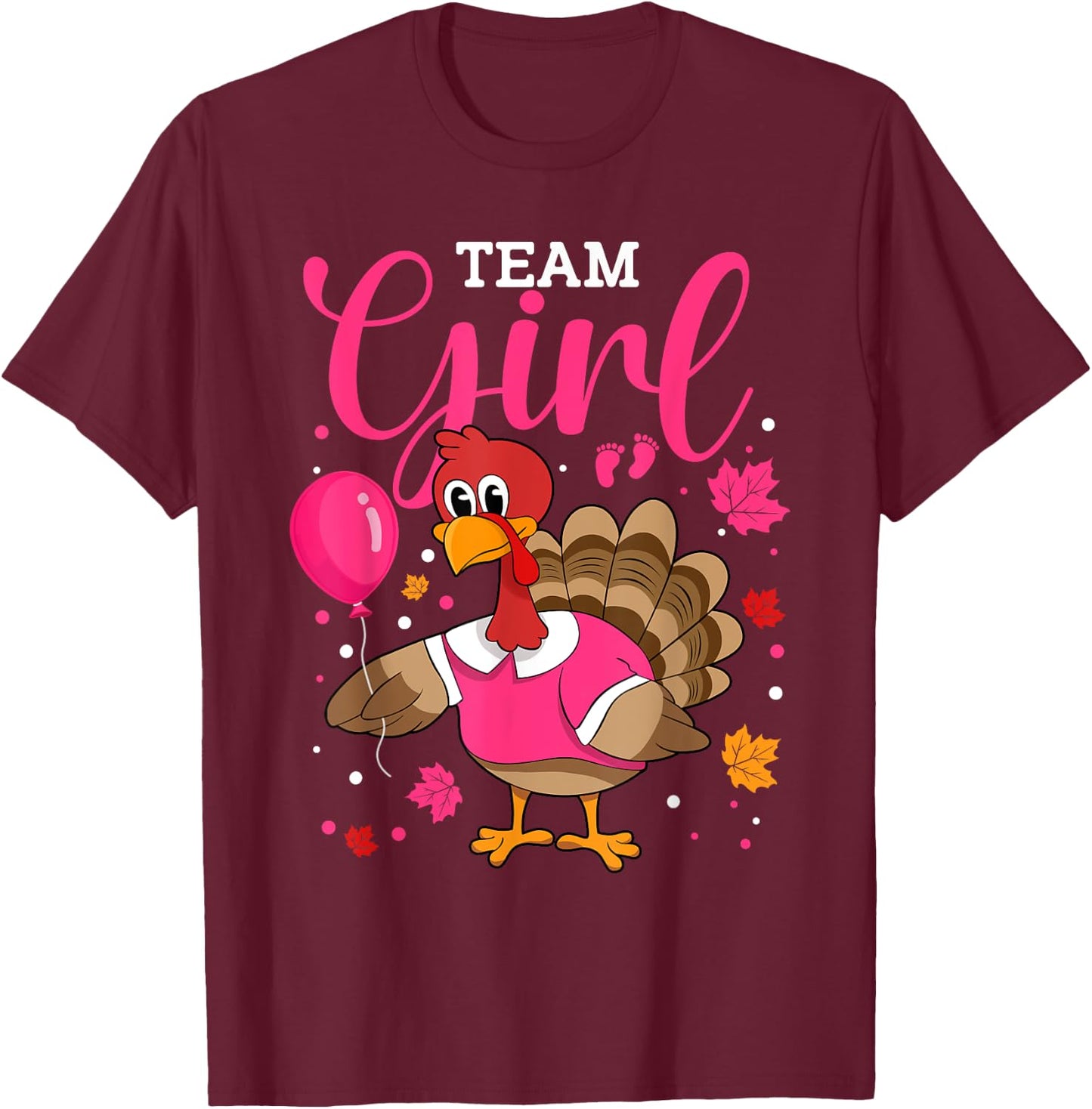 Team Girl Gender Reveal Baby Announcement Thanksgiving T-Shirt - T-Shirt | Maroon