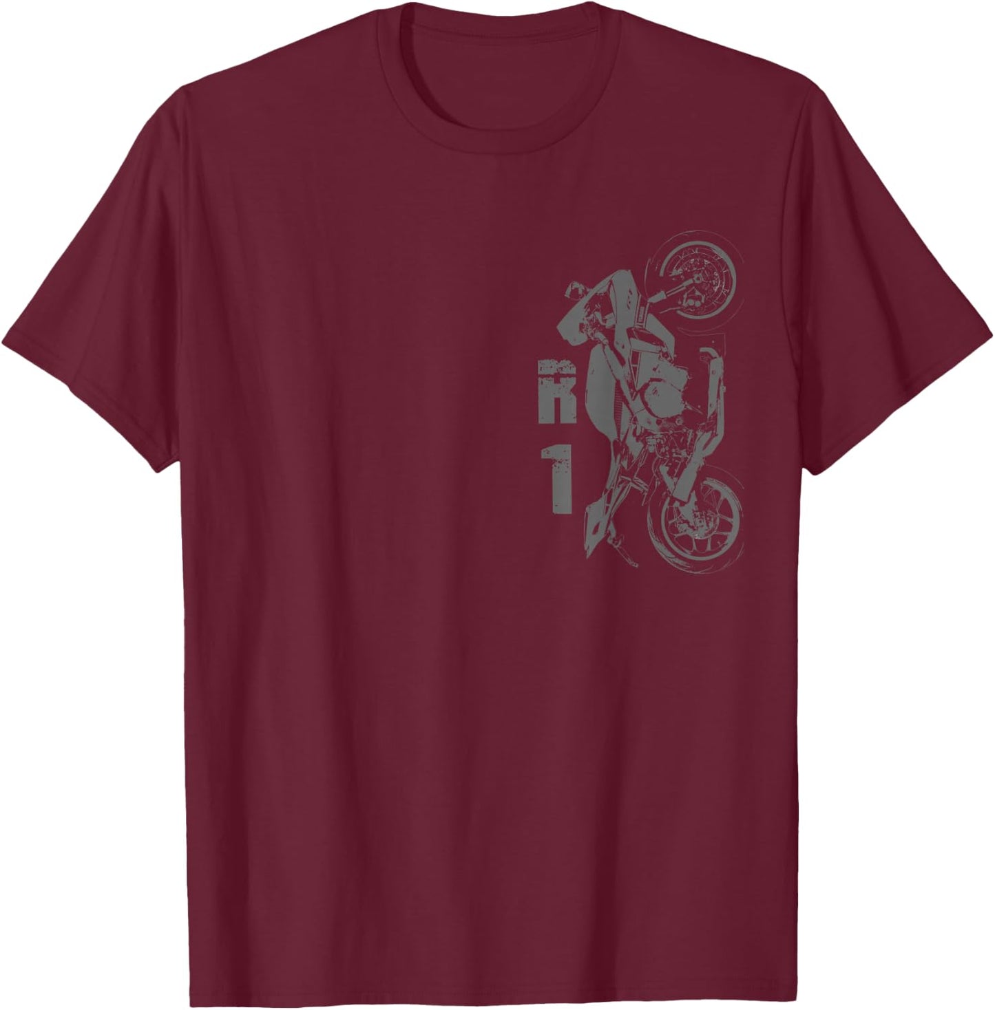 R1 Motorcycle Side Design T-Shirt - T-Shirt | Maroon