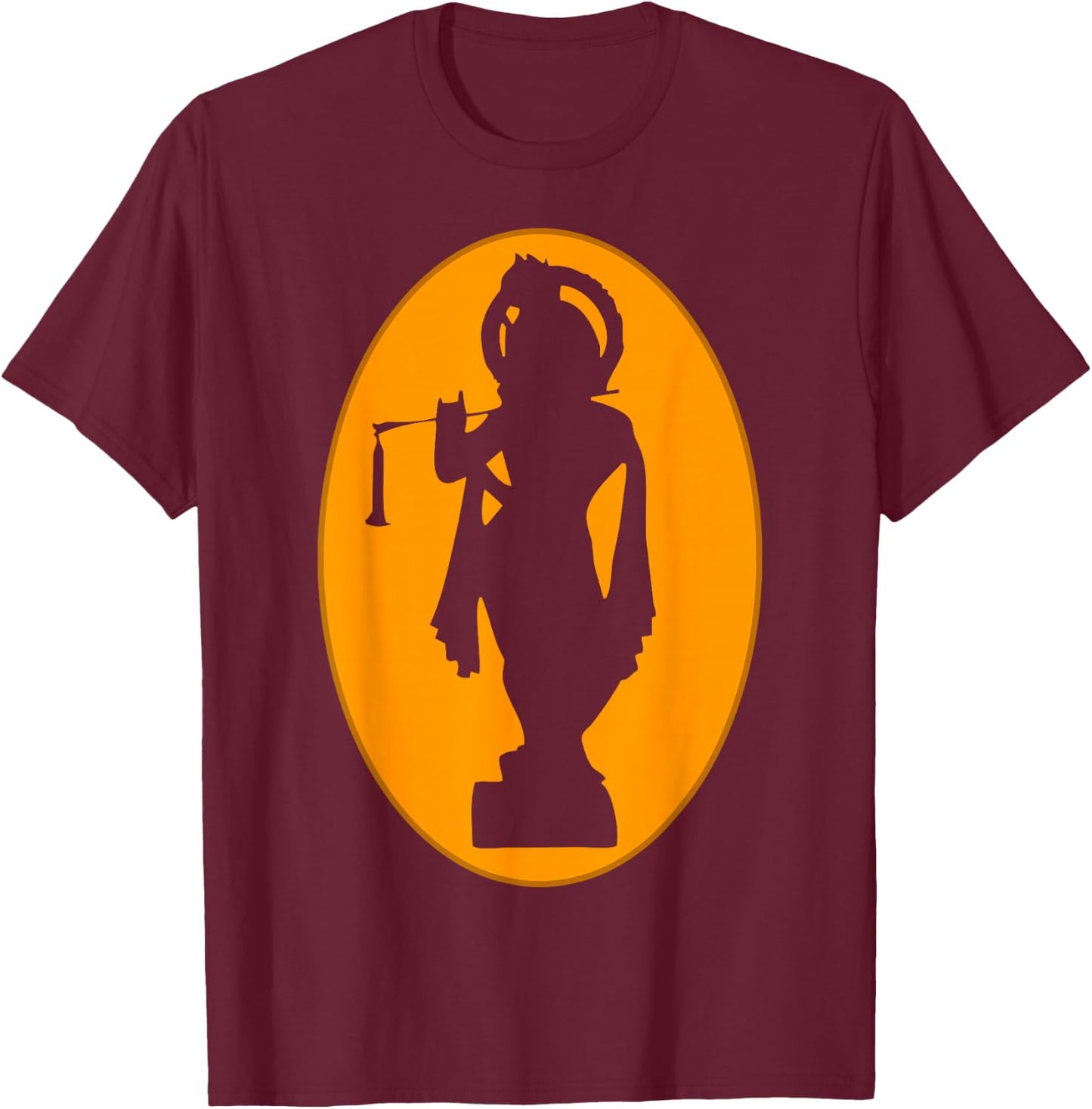 Hare Krishna Silhouette Lord Krishna Lover T-Shirt - T-Shirt | Maroon