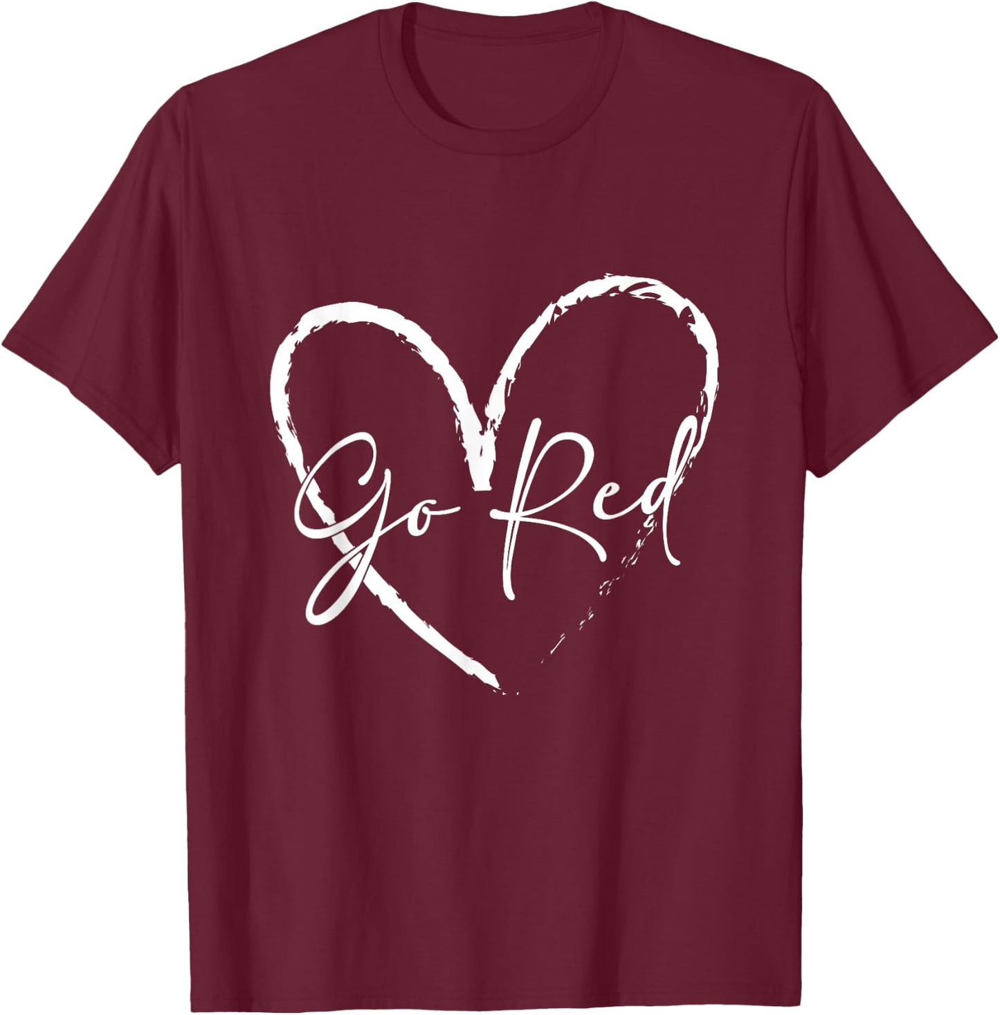 Go Red American Heart Disease Month Awareness T-Shirt - T-Shirt | Maroon