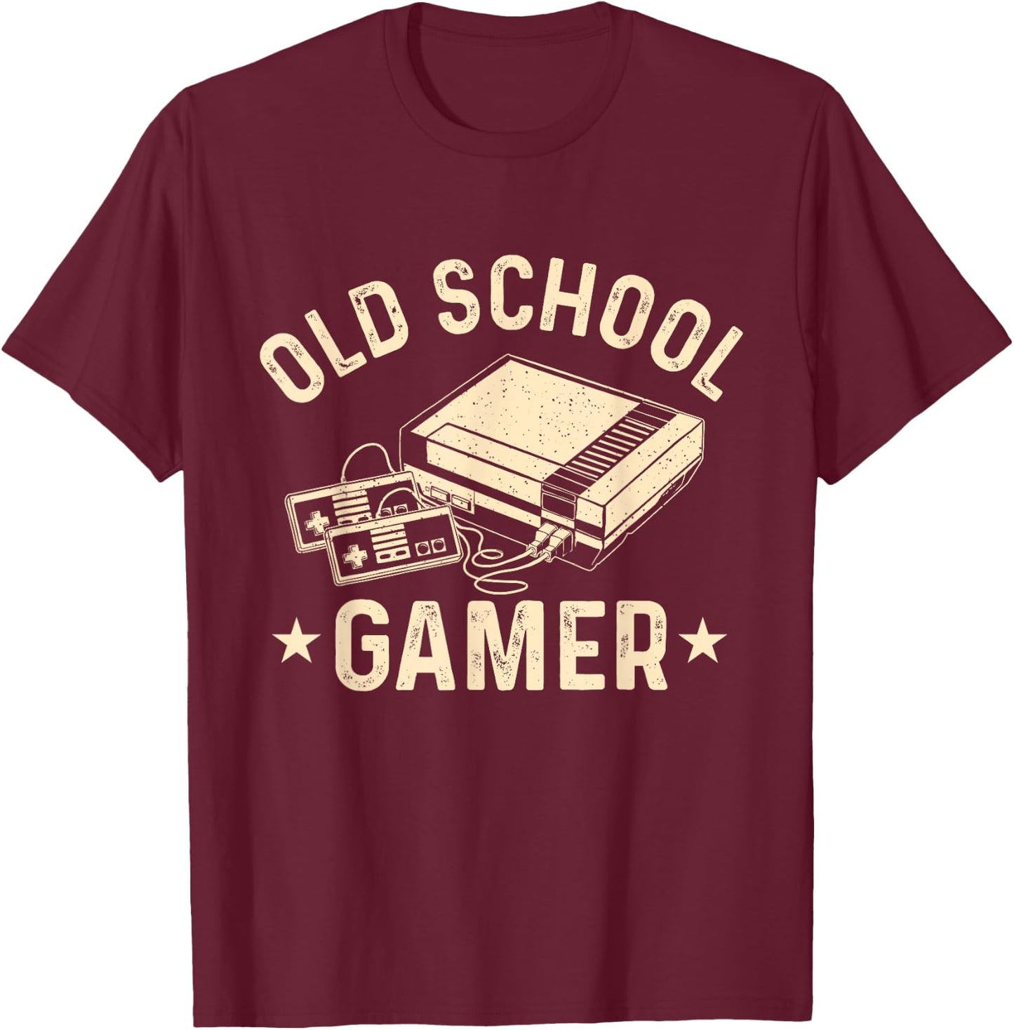 Old School Gamer - Vintage Gaming Video Games Controller T-Shirt - T-Shirt | Maroon