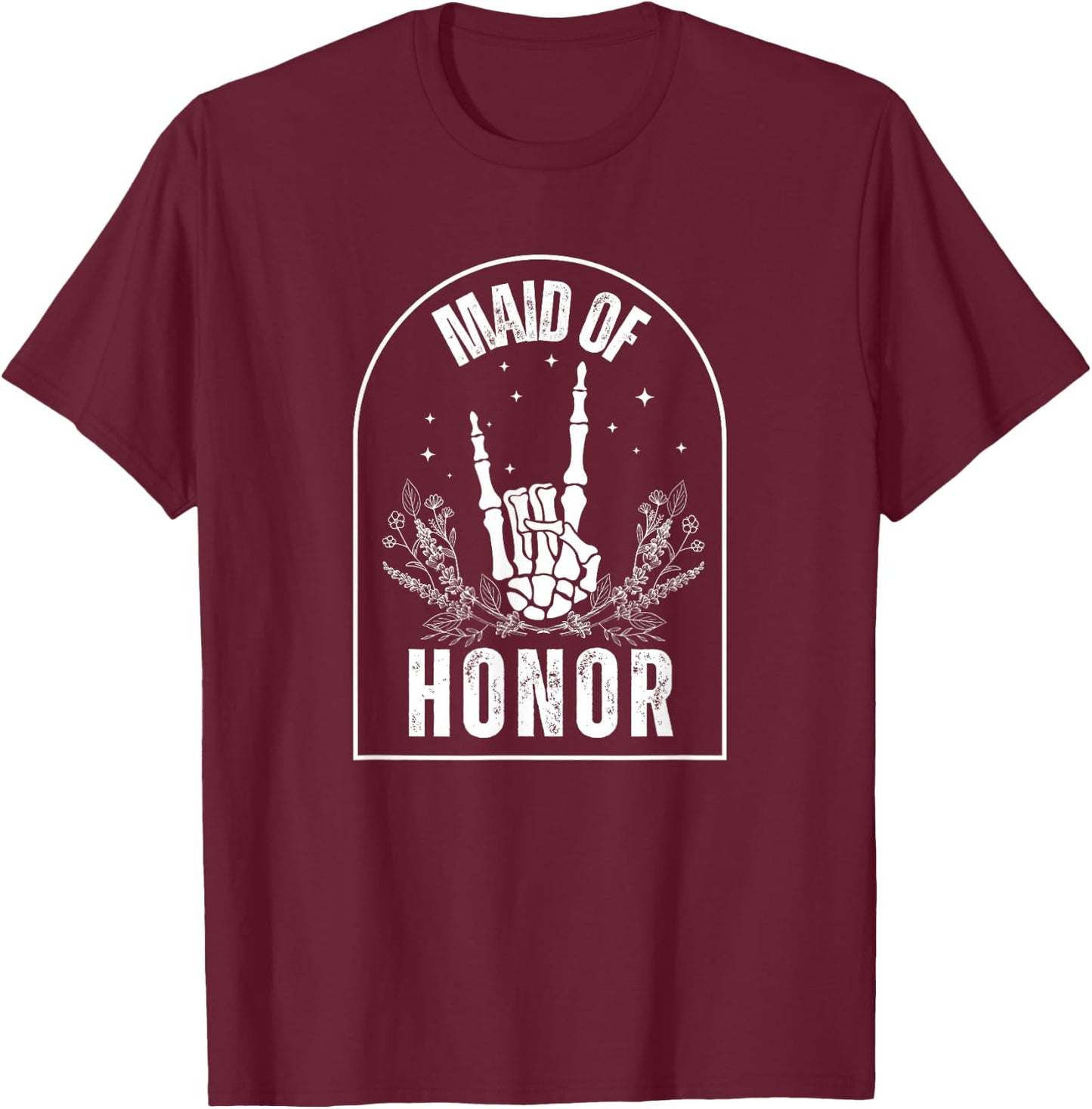 Maid of Honor, Wedding, Brial, Fun, Rock Style T-Shirt - T-Shirt | Maroon
