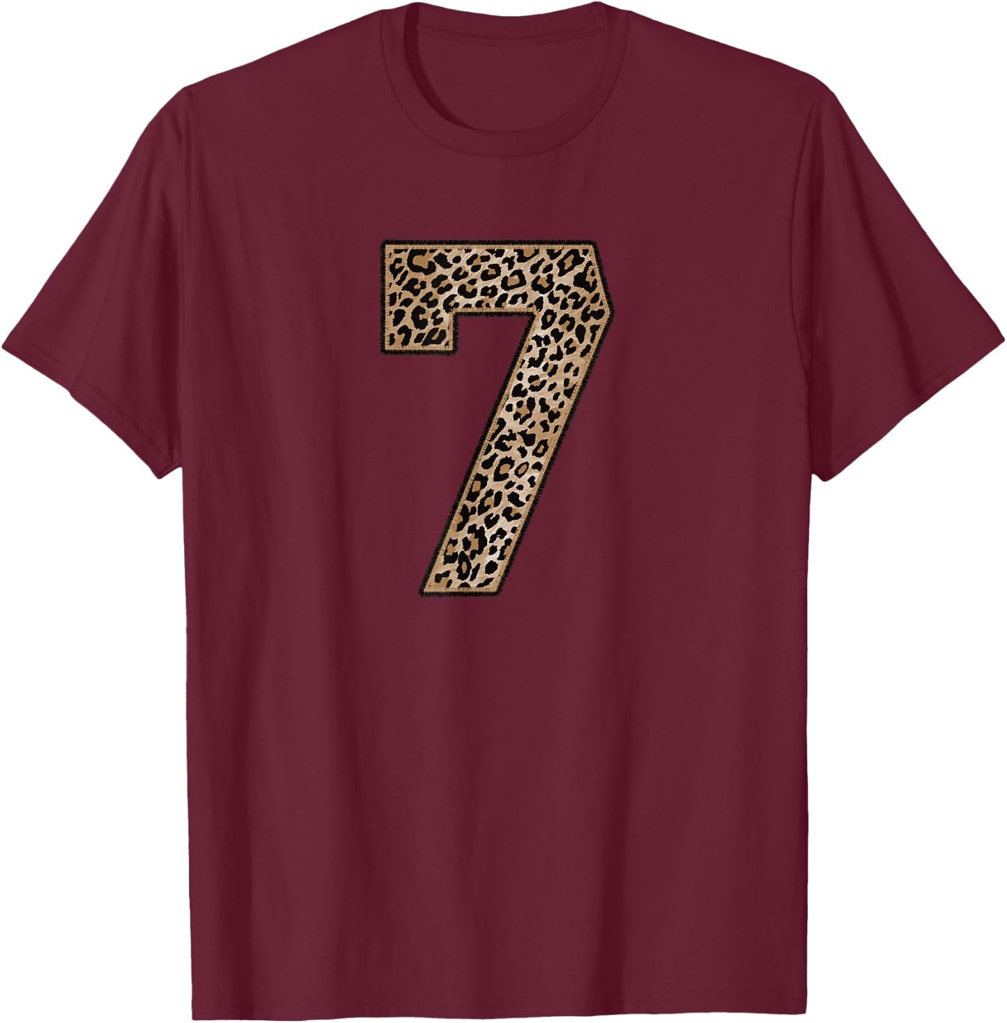 Leopard Number 7 Athlete Sports Jersey Supporter Fanwear T-Shirt - T-Shirt | Maroon