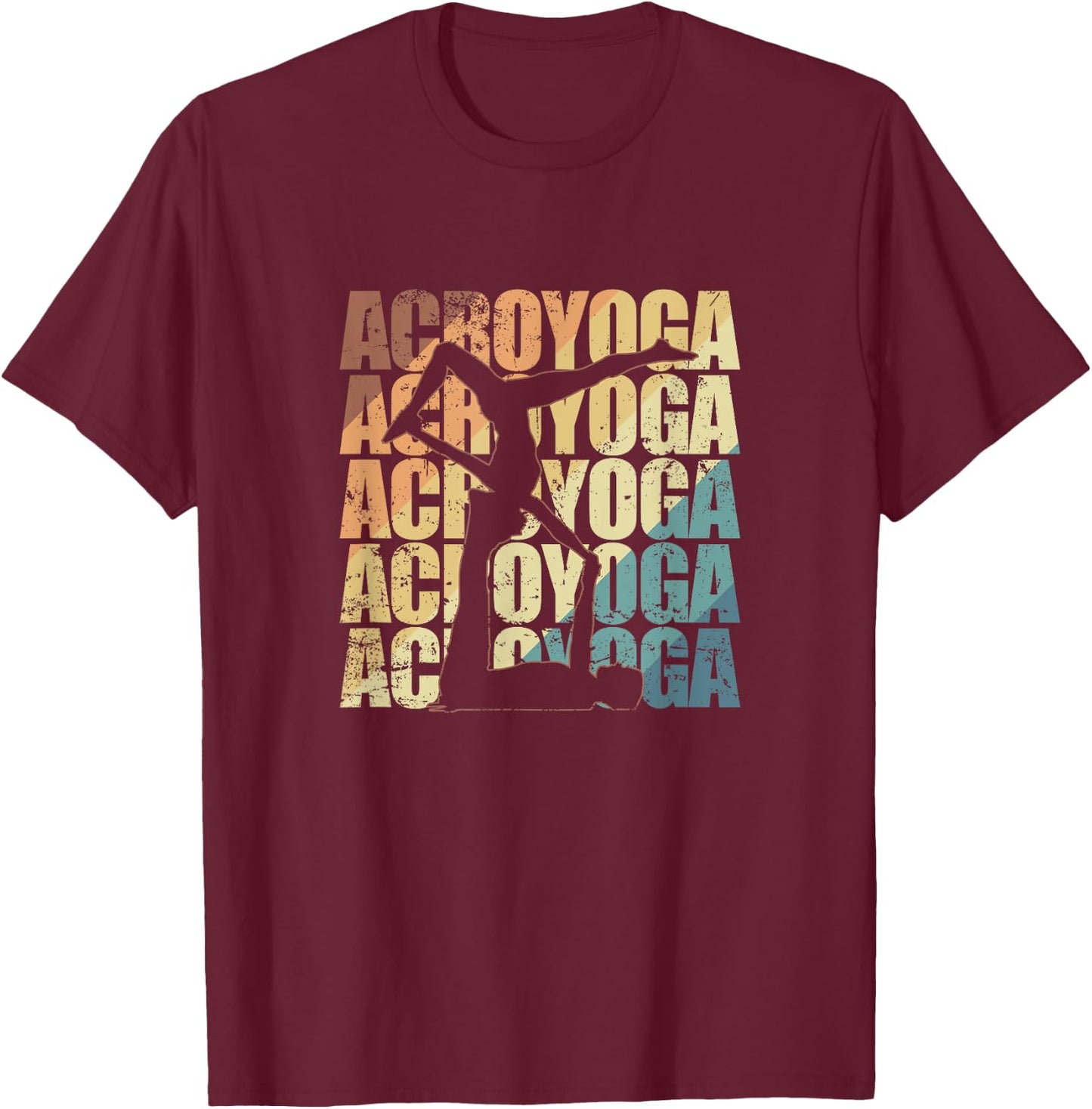 Acroyoga Sport Fitness Balance T-Shirt - T-Shirt | Maroon