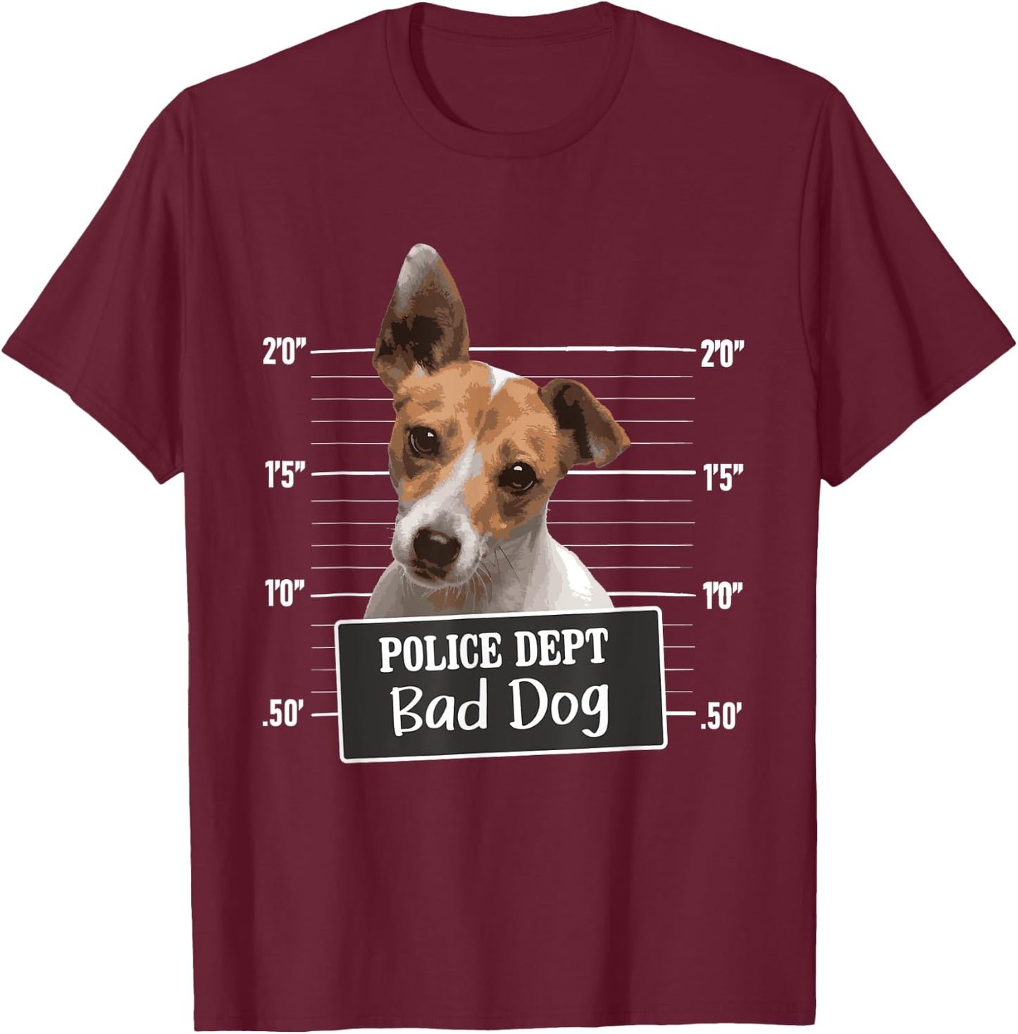 Police Dept Bad Dog - Jack Russell Terrier Puppy Dog Lover Women Kids T-Shirt - T-Shirt | Maroon