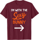 Lazy Halloween Costume For Couple I'm With The Sexy Bunny T-Shirt - T-Shirt | Maroon