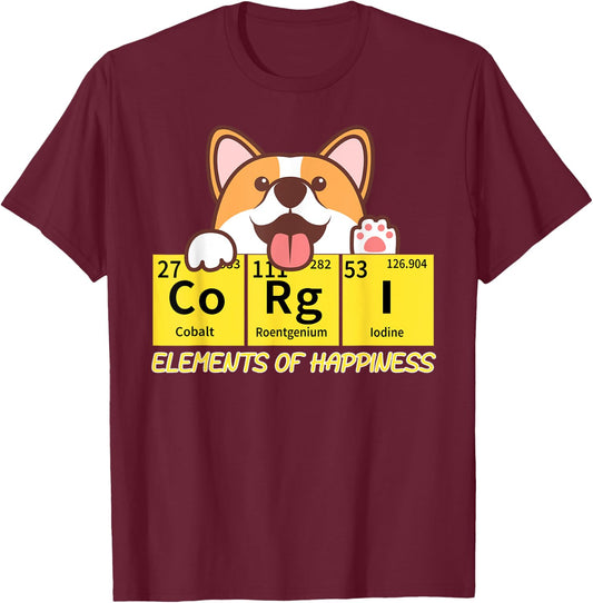 Corgi Elements Tab Of Happiness Funny For Corgi Mom And Dad T-Shirt - T-Shirt | Maroon