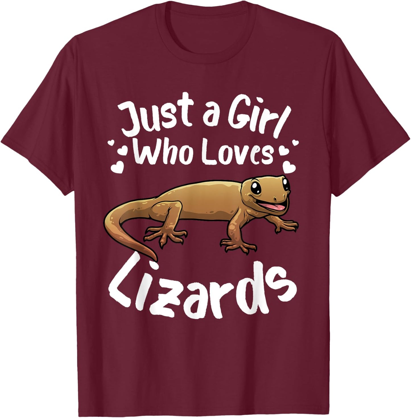 Funny Lizard Designs For Girls Kids Reptile Herpetologists T-Shirt - T-Shirt | Maroon