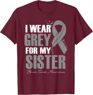 I Wear Grey For My Sister Brain Tumor Awareness Feather T-Shirt - T-Shirt | Maroon