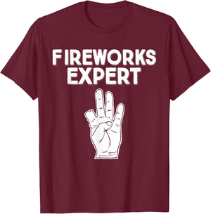 Miftees July 4th Fireworks Expert Humorous Black Small T-Shirt - T-Shirt | Maroon