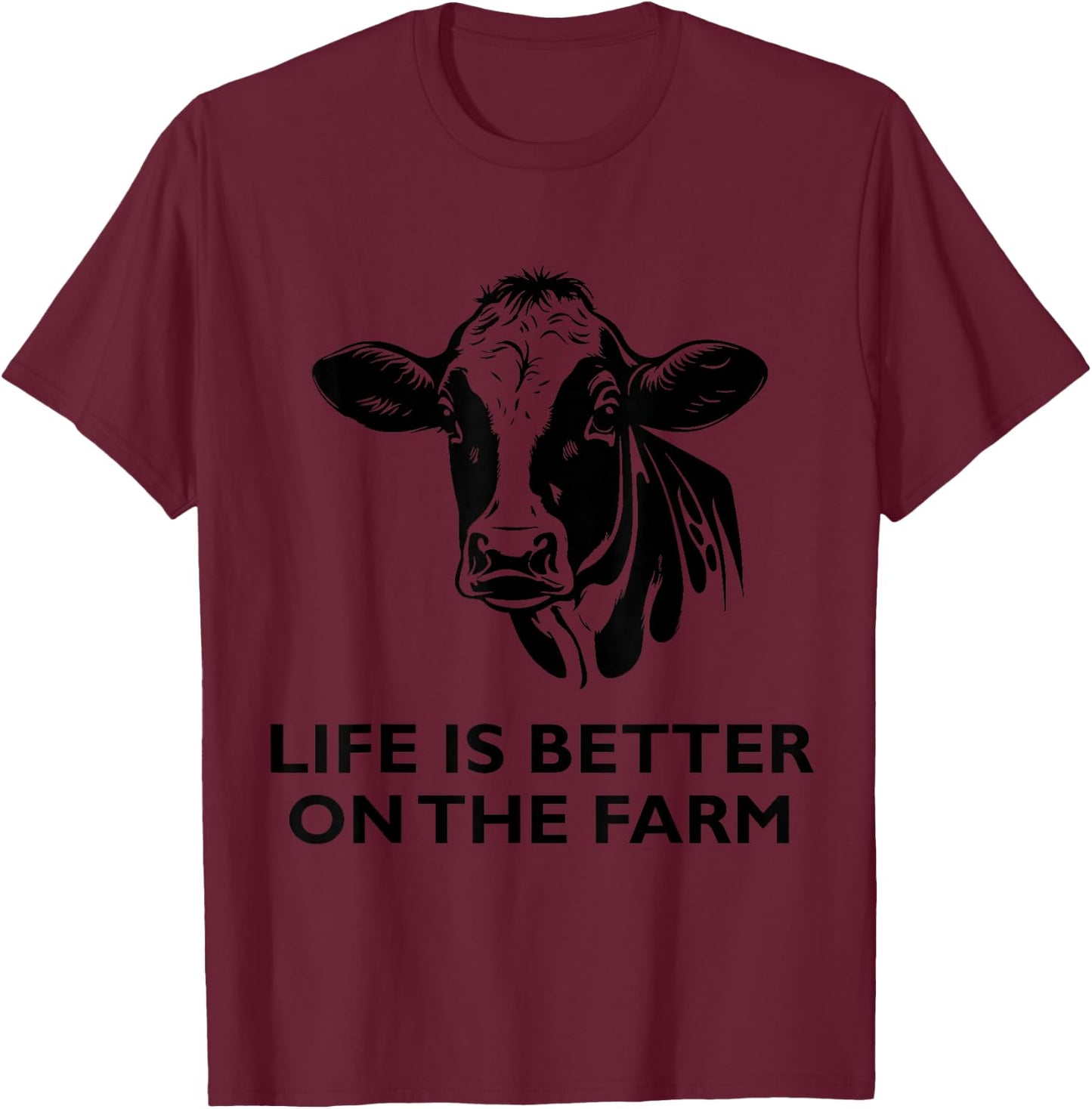 Retro Vintage Cow Life is Better On The Farm Farmer Men T-Shirt - T-Shirt | Maroon