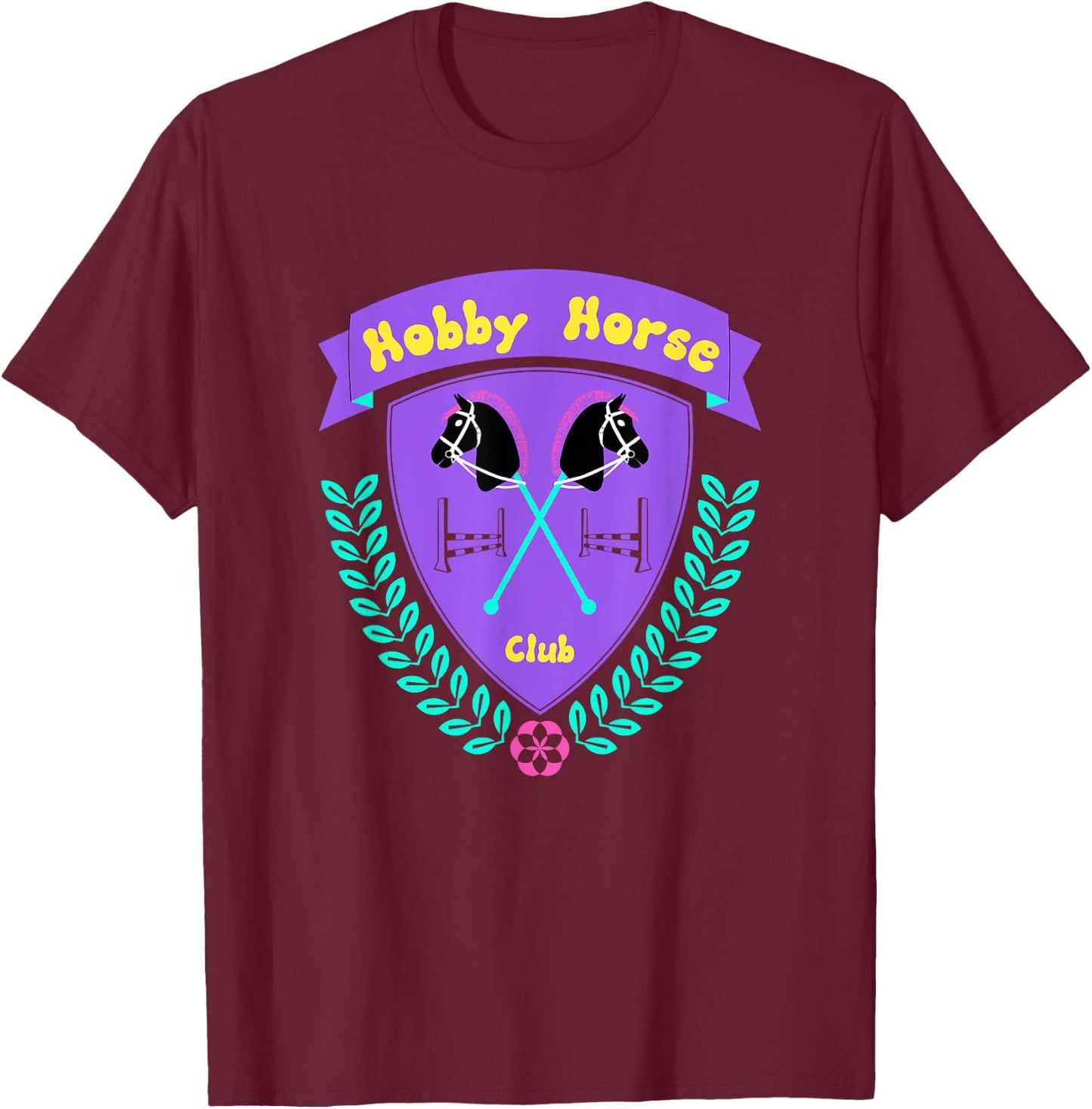 Hobby Horse Club Accessories with Horse and Jumping Obstacle T-Shirt - T-Shirt | Maroon