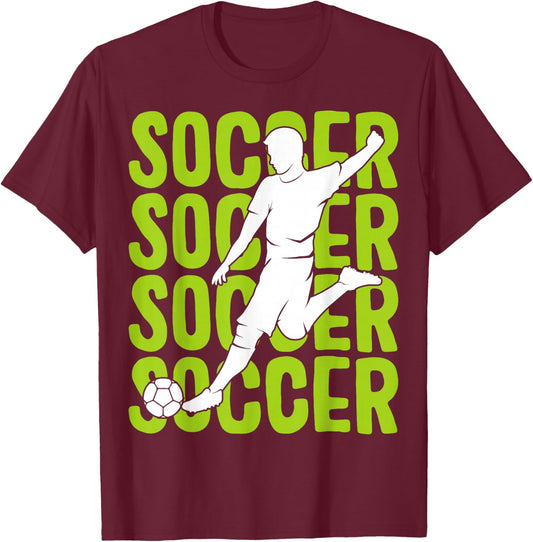 Soccer Boys Men Kids T-Shirt - T-Shirt | Maroon