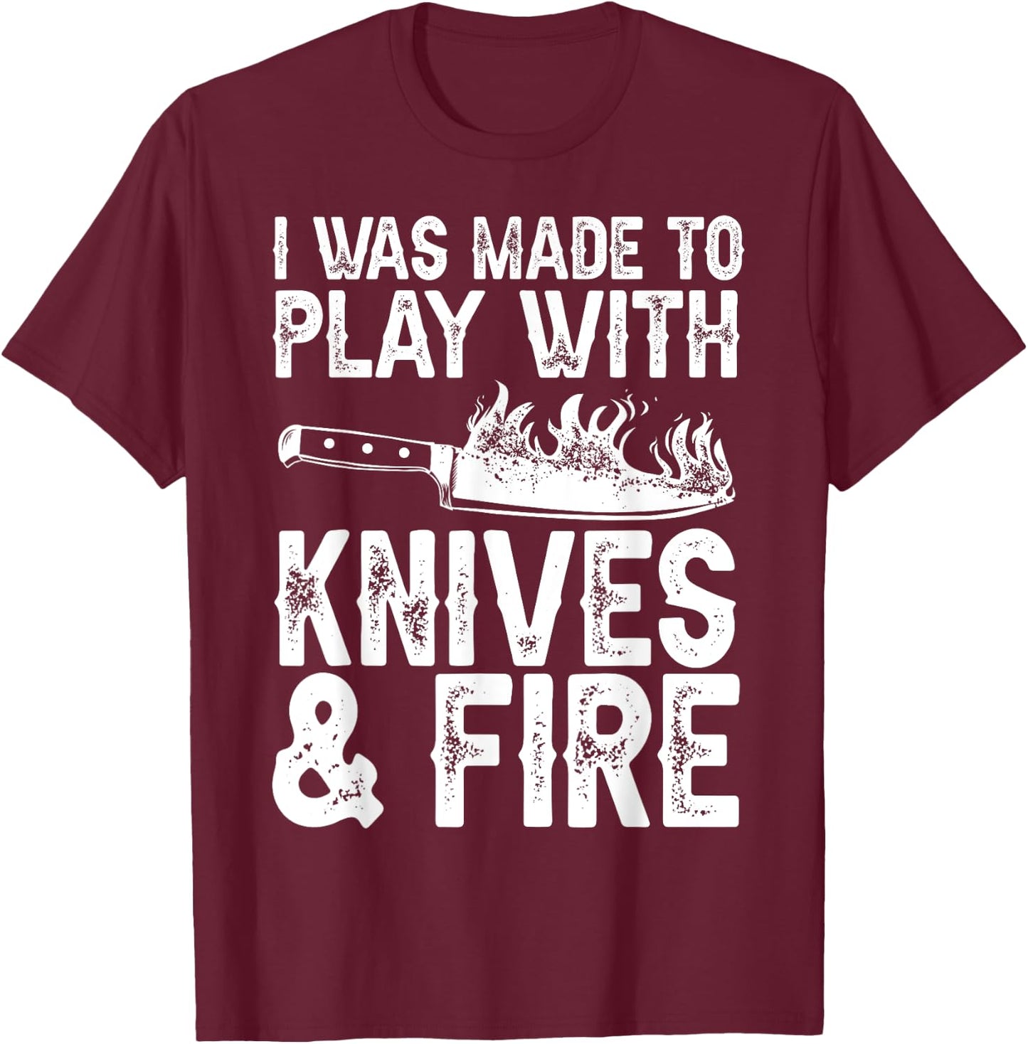 Funny Chef Design Women Knives Play Cooking Lovers T-Shirt - T-Shirt | Maroon