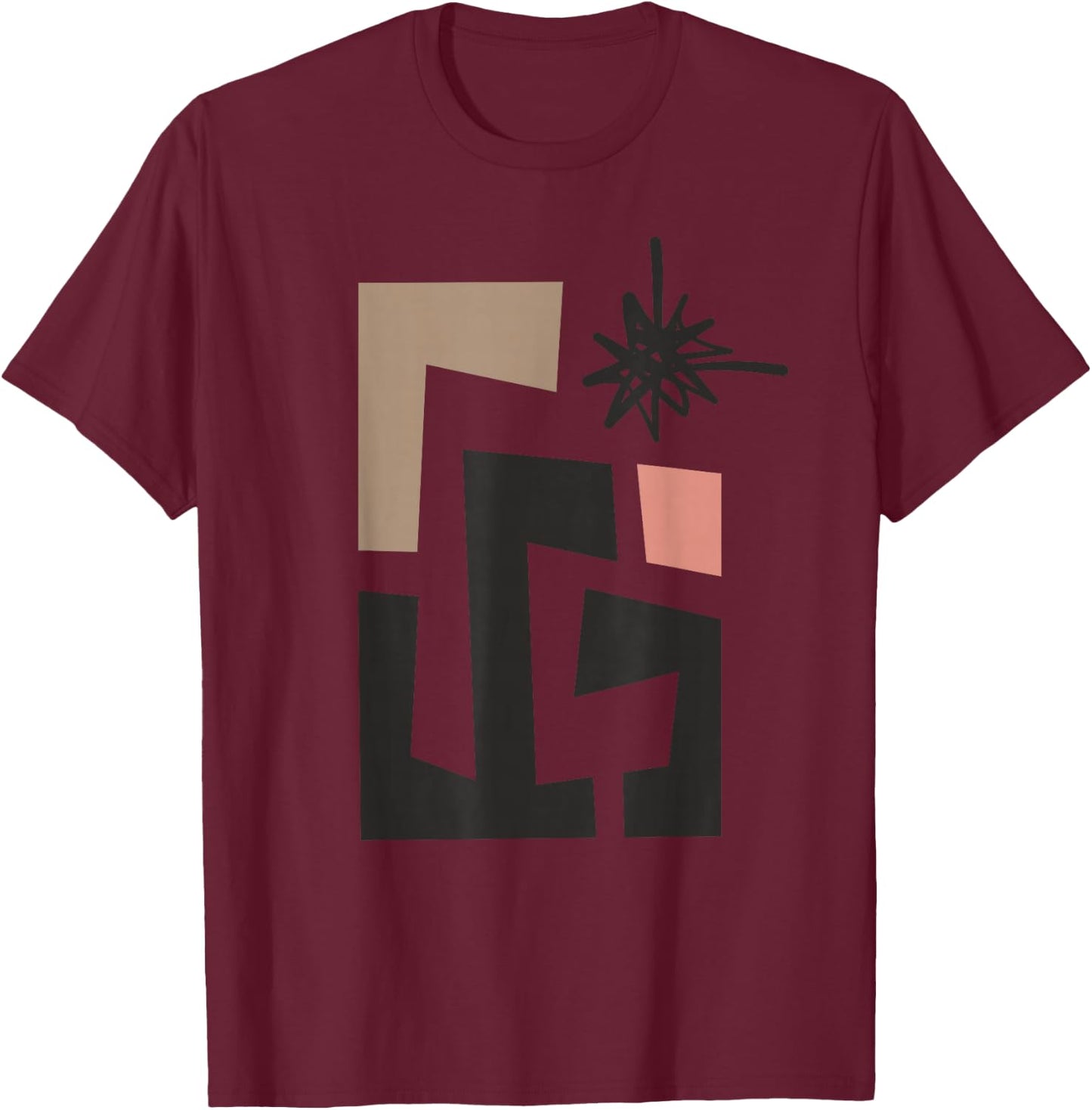 Contemporary Abstract Art T-Shirt - T-Shirt | Maroon