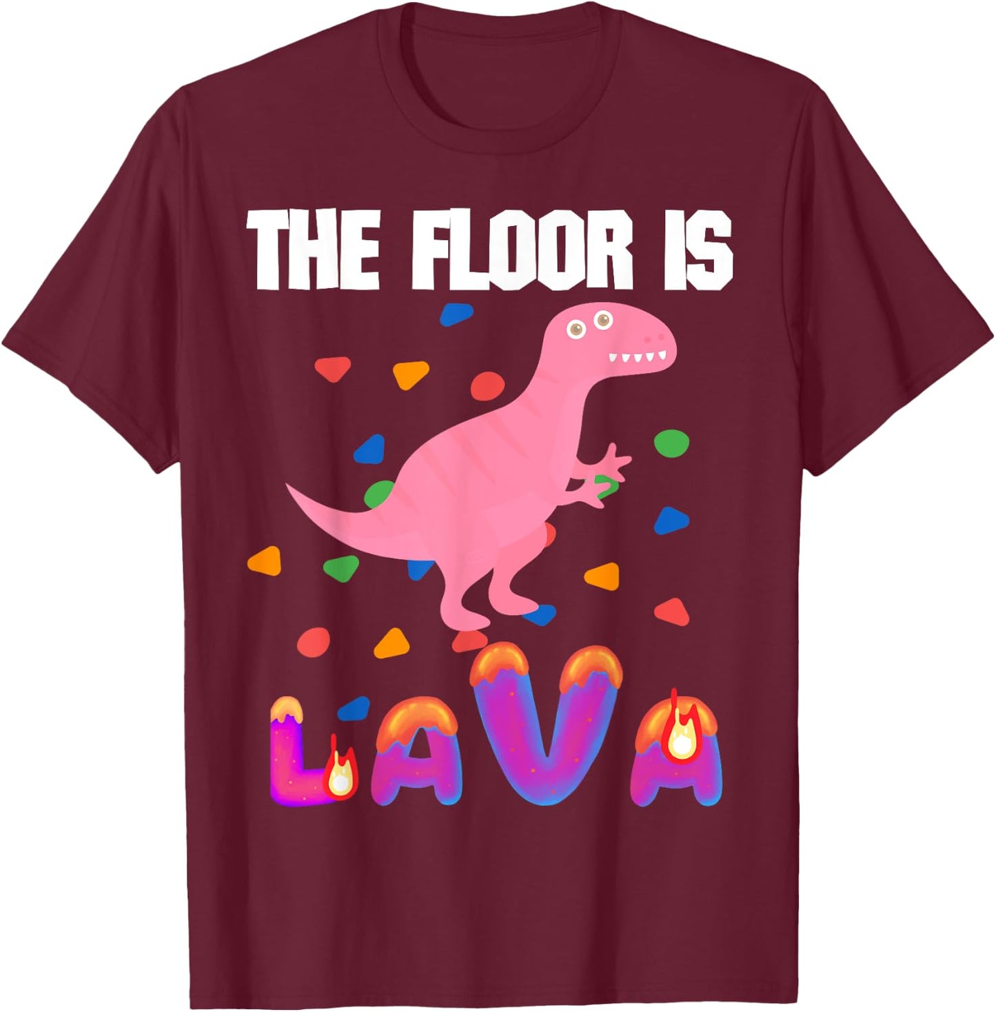 Floor is Lava Volcano Science Teacher Geek Rock Climbers kid T-Shirt - T-Shirt | Maroon