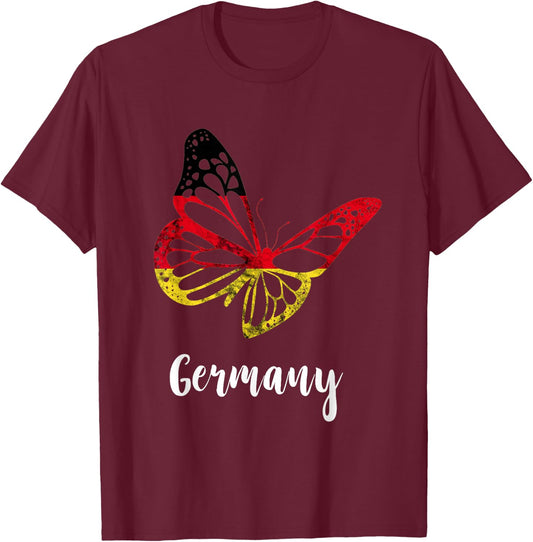 Germany Butterfly German Pride German Flag Deutsche Flagge T-Shirt - T-Shirt | Maroon