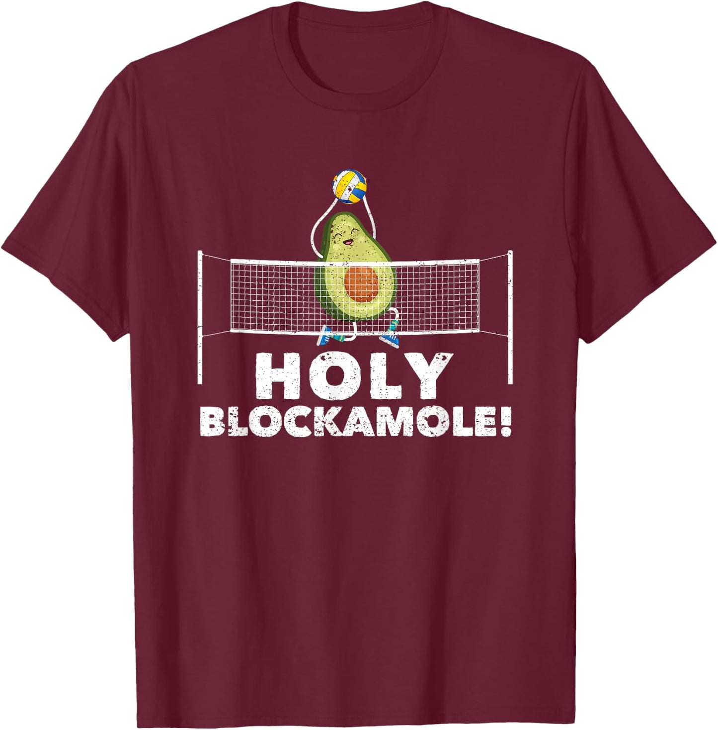 Holy Blockamole Volleyball Funny Sports Coach Player Blocker T-Shirt - T-Shirt | Maroon