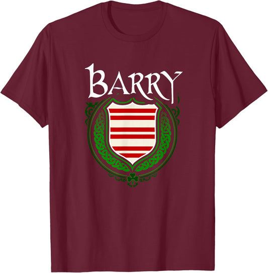 Barry Surname Irish Clan Tartan Badge Ireland T-Shirt - T-Shirt | Maroon