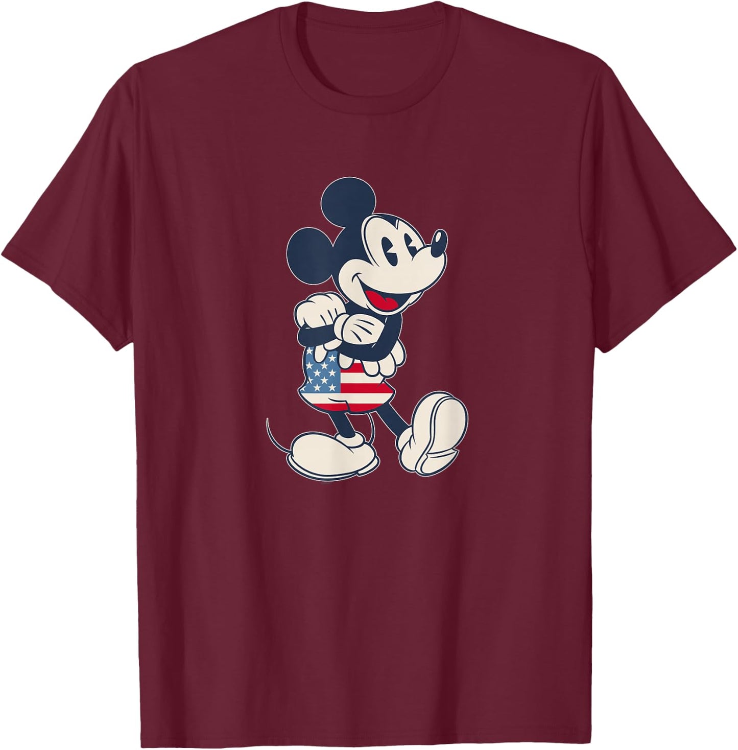 Disney Mickey Mouse Vintage Americana Small T-Shirt - T-Shirt | Maroon