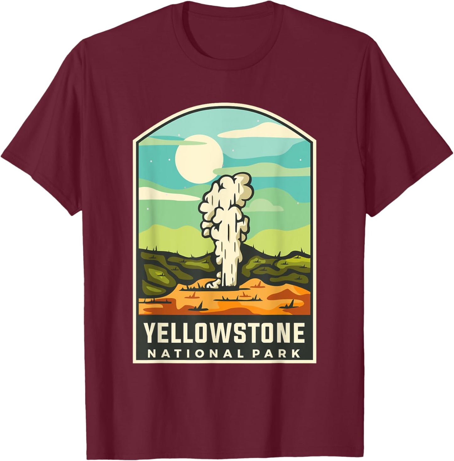 Yellowstone National Park - Throwback Design - Classic T-Shirt - T-Shirt | Maroon