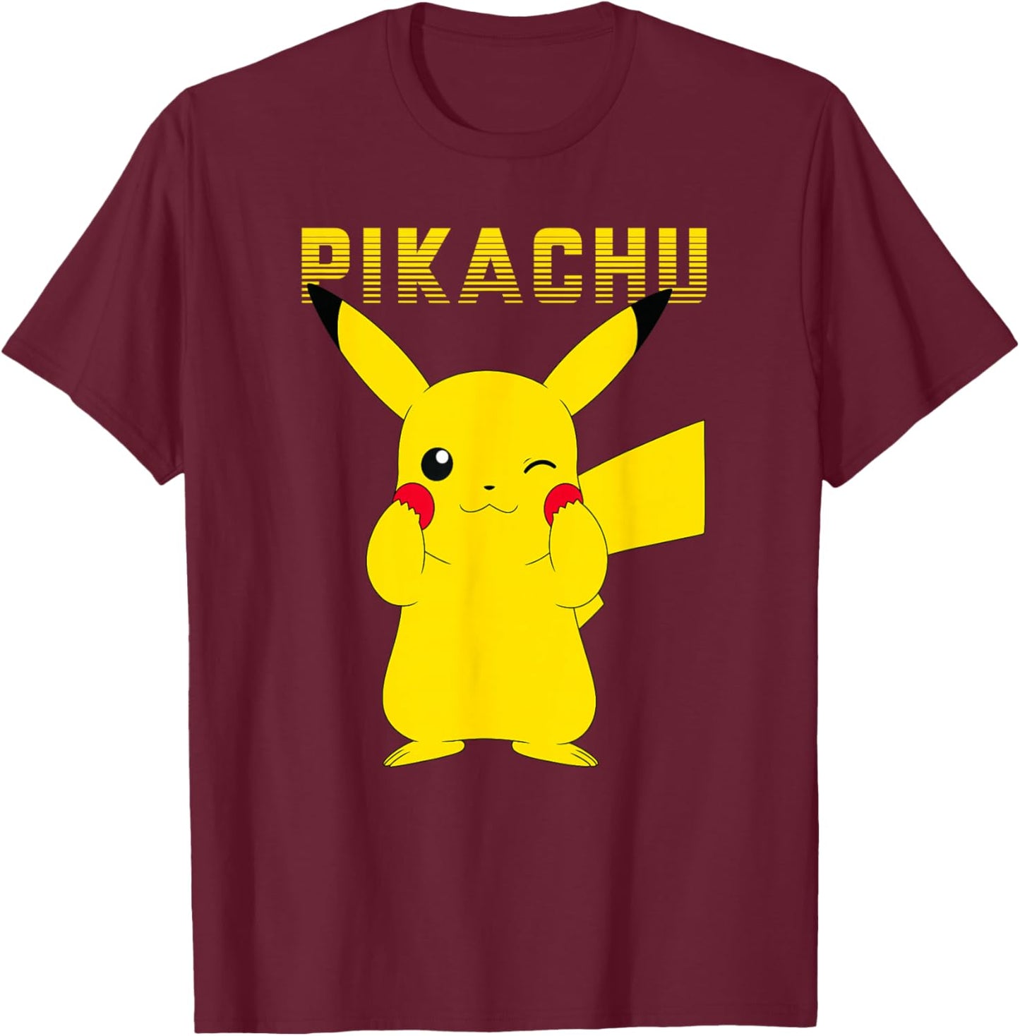 Pokémon Pikachu Adorable Pika Pika Cute Logo T-Shirt - T-Shirt | Maroon