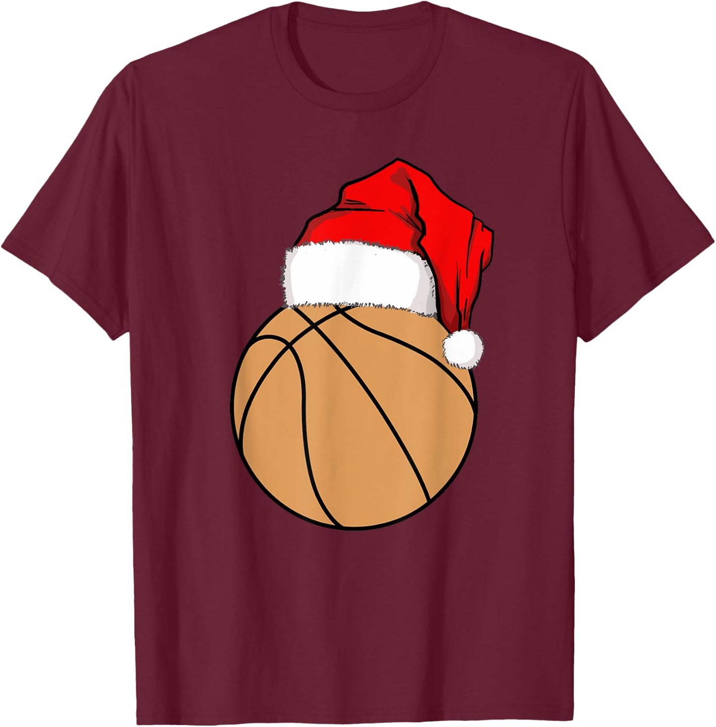 Christmas Basketball Santa T-Shirt - T-Shirt | Maroon