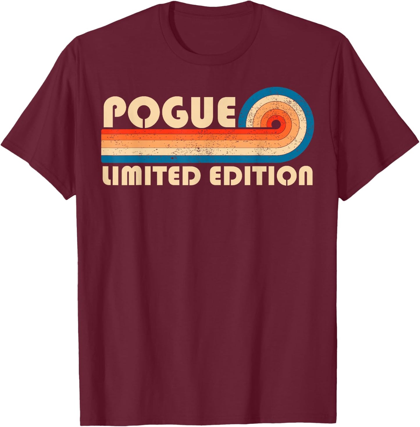 POGUE Retro 70s 80s Sunset Stripe T-Shirt - T-Shirt | Maroon