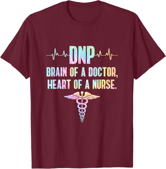 DNP Doctor of Nursing Practice Brain RN Nurse DA1 Tie Dye T-Shirt - T-Shirt | Maroon