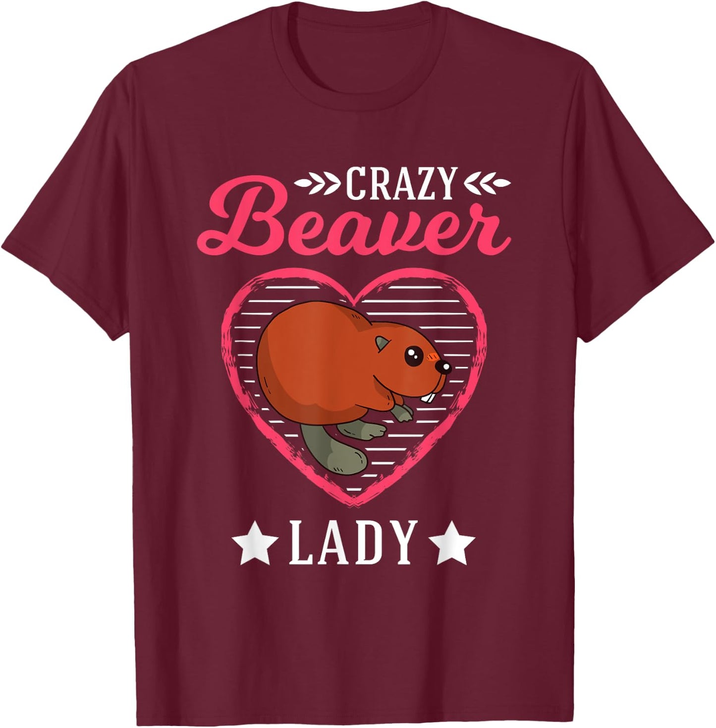 Crazy Beaver lady T-Shirt - T-Shirt | Maroon
