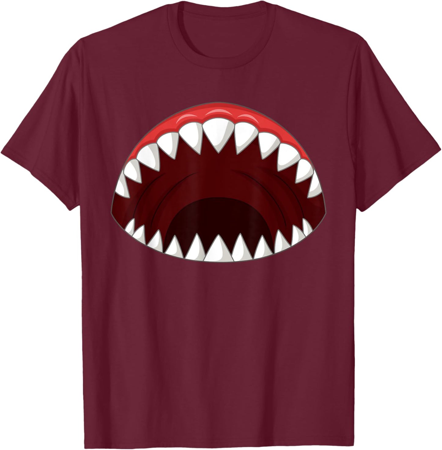 Shark with Open Mouth Shark Halloween Matching Costume T-Shirt - T-Shirt | Maroon
