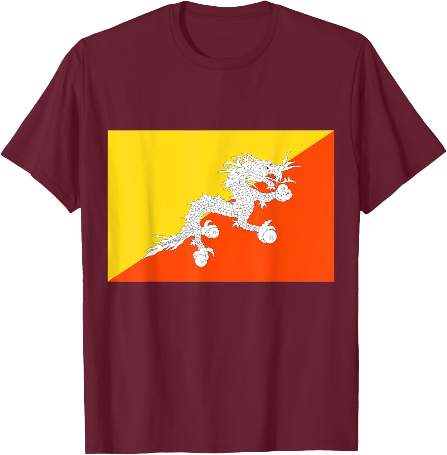 Flag of Bhutan T-Shirt - T-Shirt | Maroon