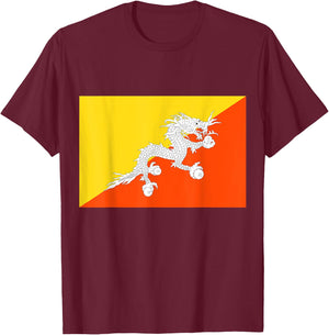 Flag of Bhutan T-Shirt - T-Shirt | Maroon