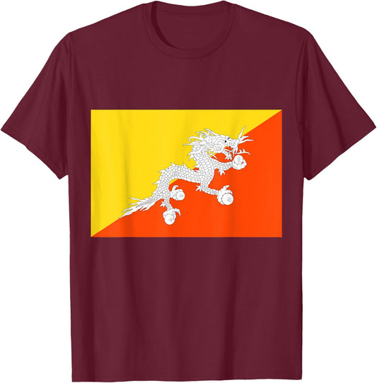 Flag of Bhutan T-Shirt - T-Shirt | Maroon